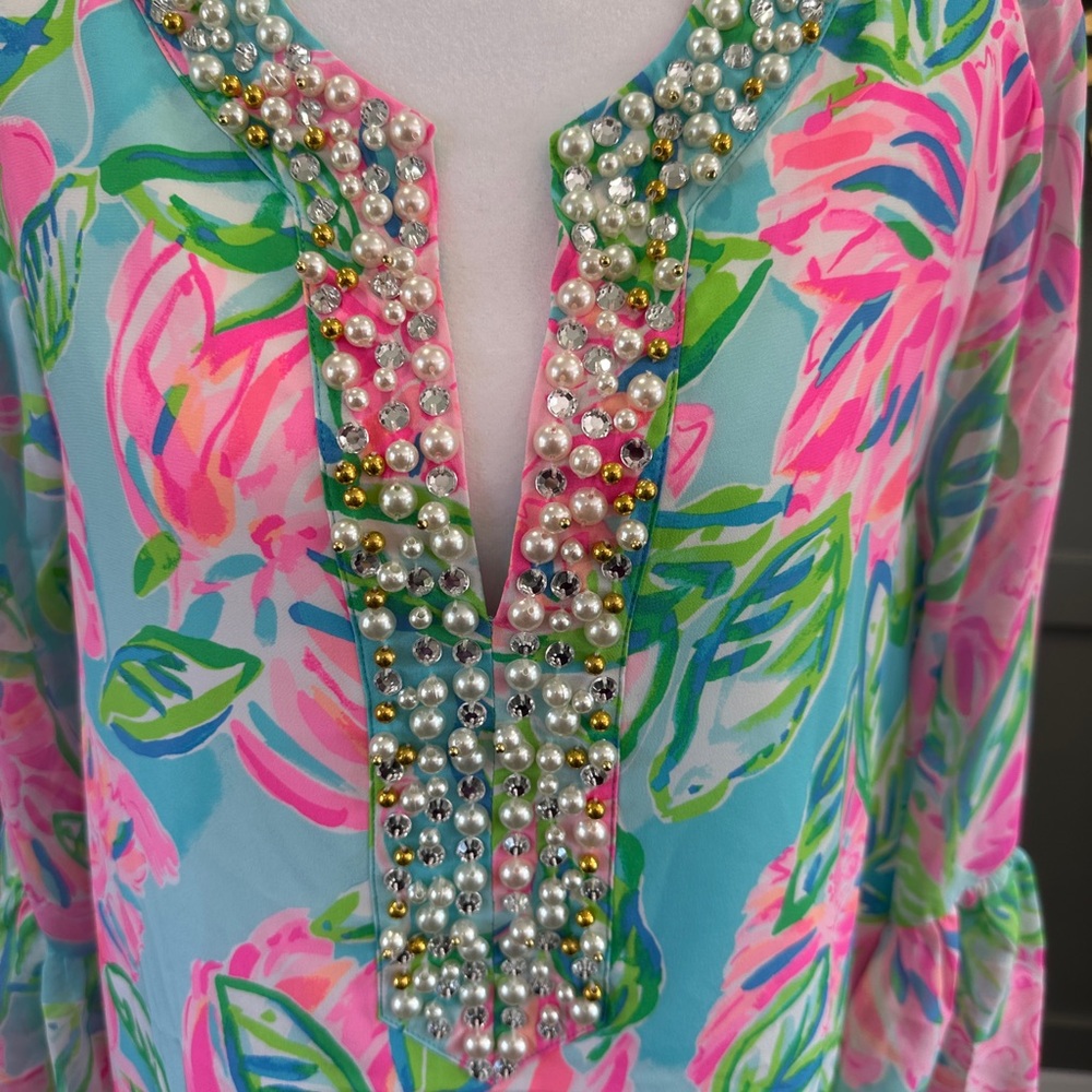 ❤️Lilly Pulitzer Blue and Pink Resort Sundress - Picture 3 of 10